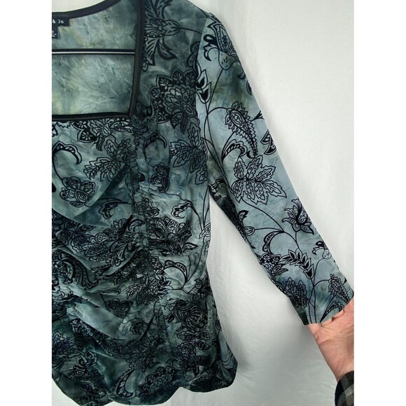 Vintage Y2k Top Womens Medium Blue Black Rusched Velvet Whimsigoth Fairy - Picture 5 of 13